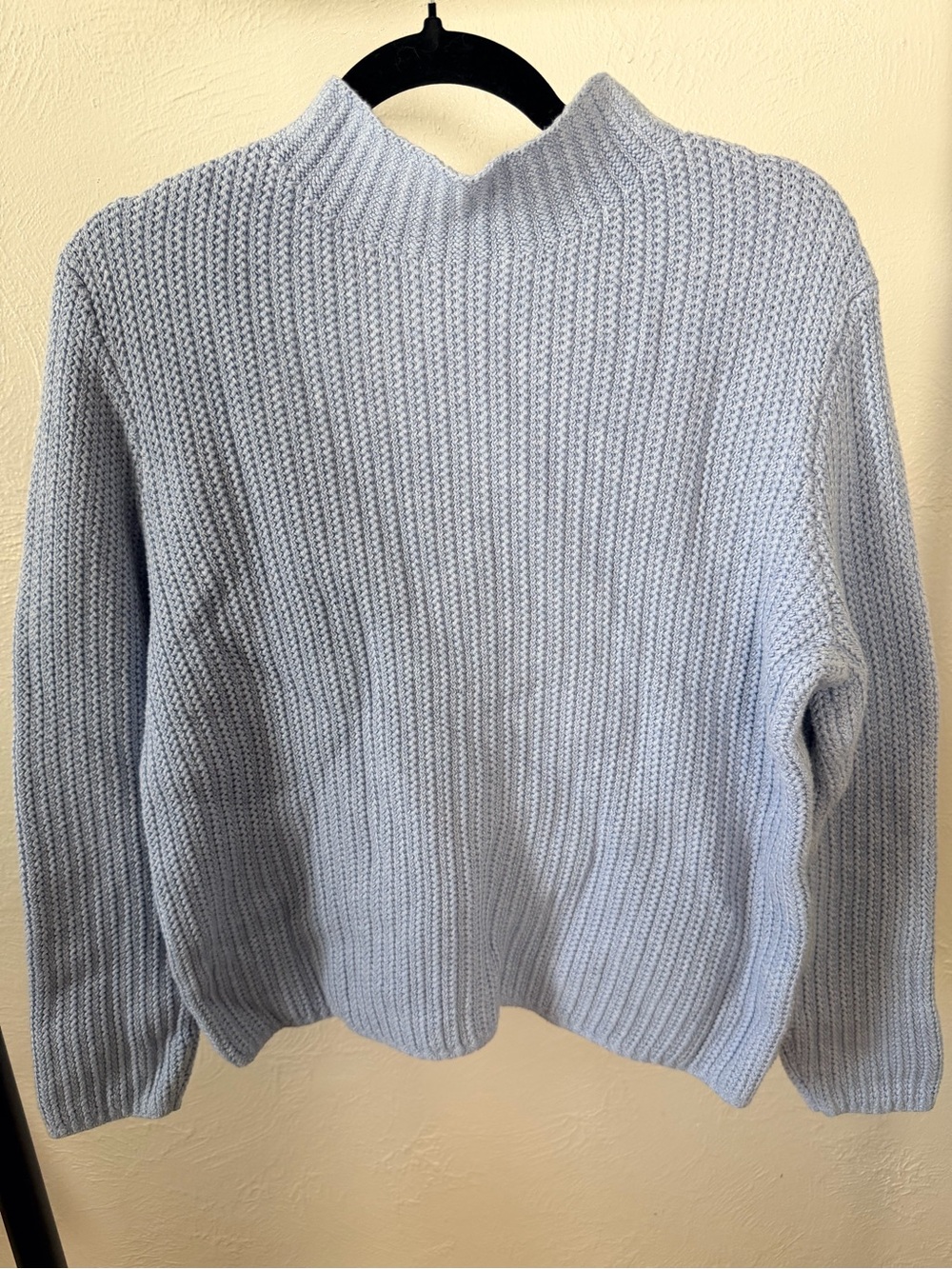 J Crew Light Blue Chunky Knit Mock Neck Sweater Size Medium